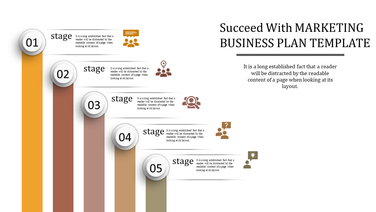 Various Stages For Marketing Business Plan Template